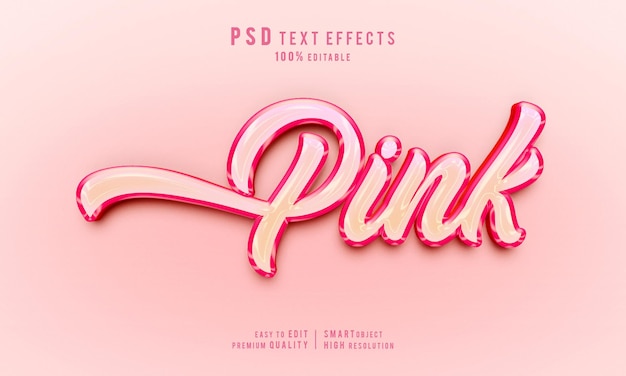 PSD modelo de maquete de estilo de camada de efeitos de texto editável rosa 3d criativo