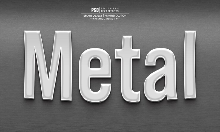 Modelo de maquete de estilo de camada editável de efeito de texto 3d de metal