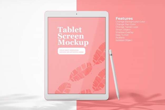 Modelo de maquete de exibição de tela do Tablet Pad Pro 2018 em vista frontal