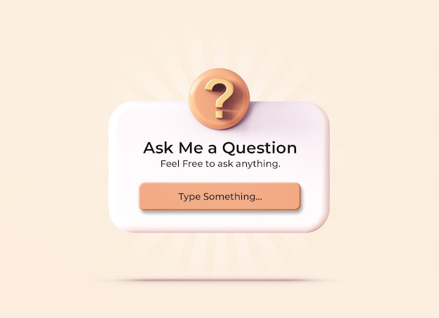 PSD modelo de maquete de interface de engajamento de perguntas 3d bege