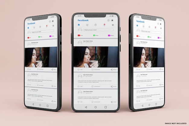 Modelo de maquete de interface móvel do facebook