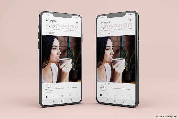 Modelo de maquete de interface móvel do instagram