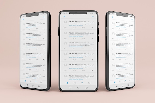 Modelo de maquete de interface móvel do twitter
