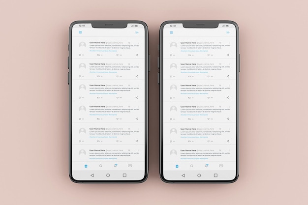 Modelo de maquete de interface móvel do twitter