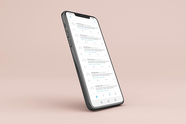 Modelo de maquete de interface móvel do twitter