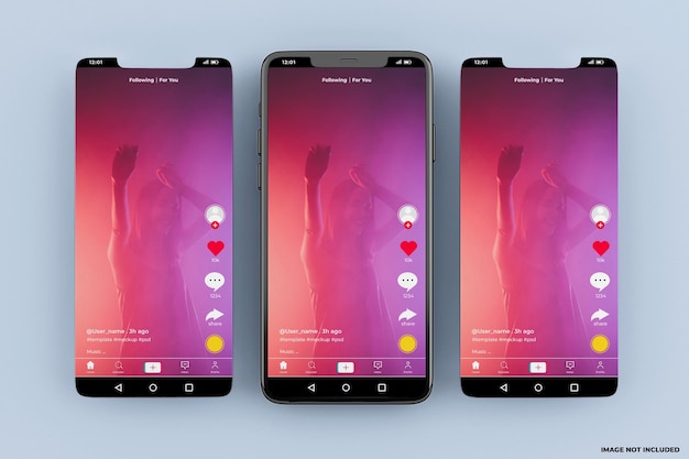 PSD modelo de maquete de interface móvel tiktok