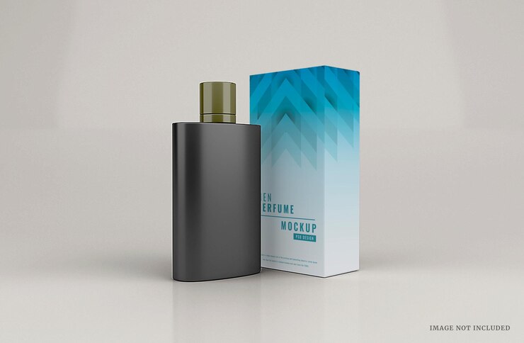 Modelo de maquete de perfume masculino realista