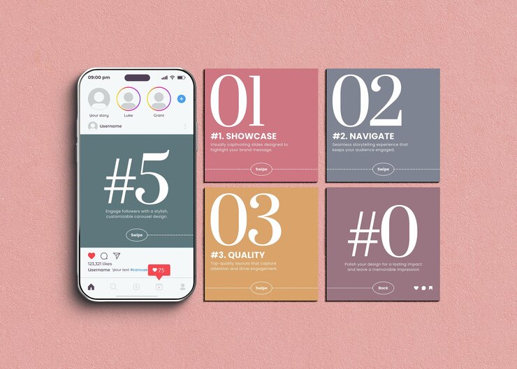 Modelo de maquete de postagem do Instagram Carousel