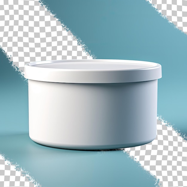 PSD modelo de maquete de recipiente de alimentos branco com tampa de plástico para creme de manteiga, queijos de margarina e outros produtos alimentares com fundo transparente