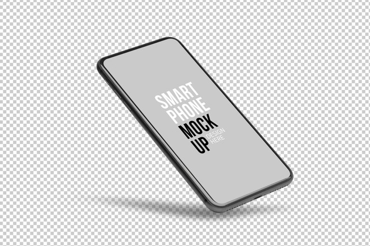 PSD modelo de maquete de smartphone móvel preto com tela em branco.