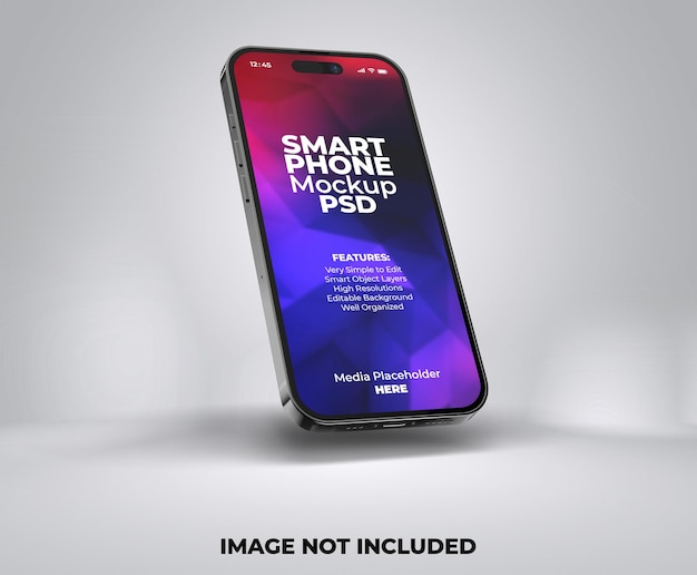 Modelo de maquete de tela de apresentação de aplicativo de smartphone premium realista com fundo transparente