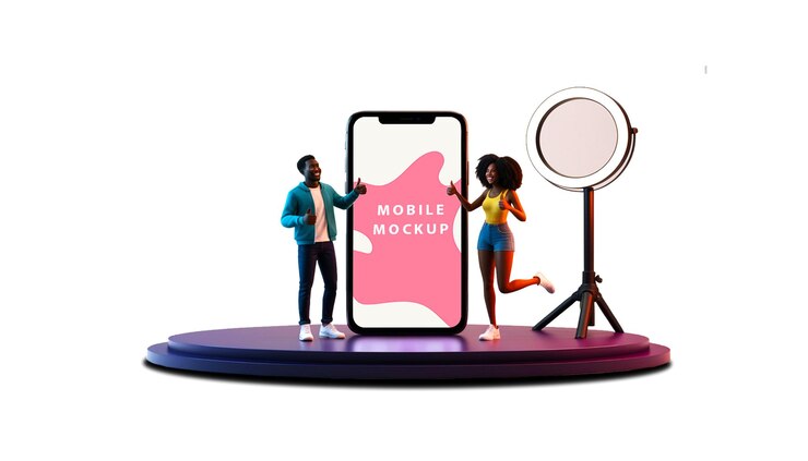 PSD modelo de maquete de tela de telefone obile