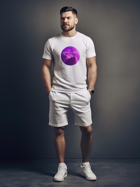 PSD modelo de maquete psd de camiseta masculina generative ai