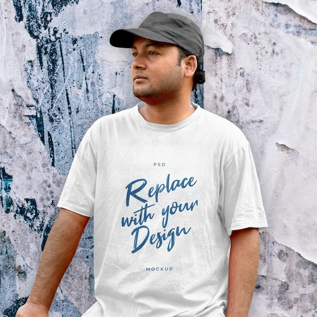 Modelo de marca de camiseta masculina de moda editável