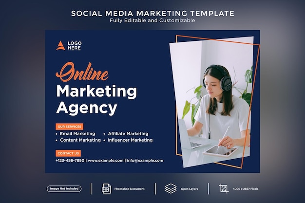 Modelo de marketing de mídia social para agência de marketing on-line