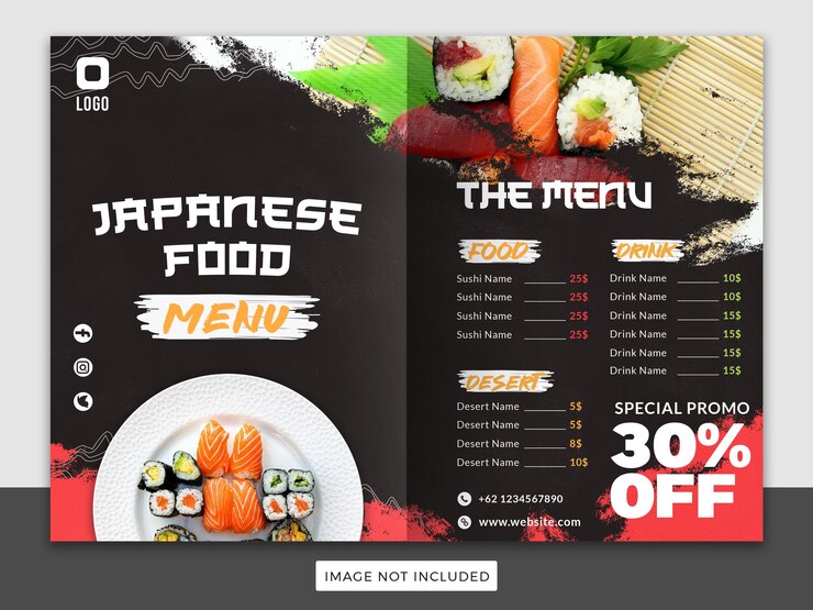 PSD modelo de menu de comida japonesa