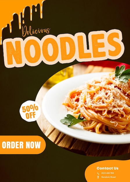 PSD modelo de menu de comida psd noodles para mídias sociais