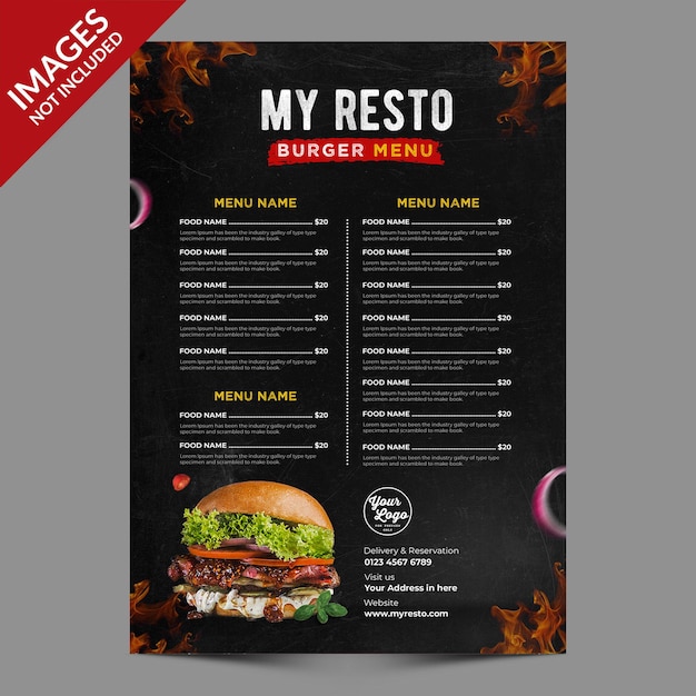 PSD modelo de menu de comida vintage escura especial