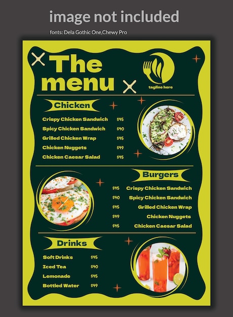 PSD modelo de menu de comida