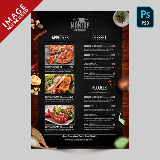 Modelo de menu de livro lado A