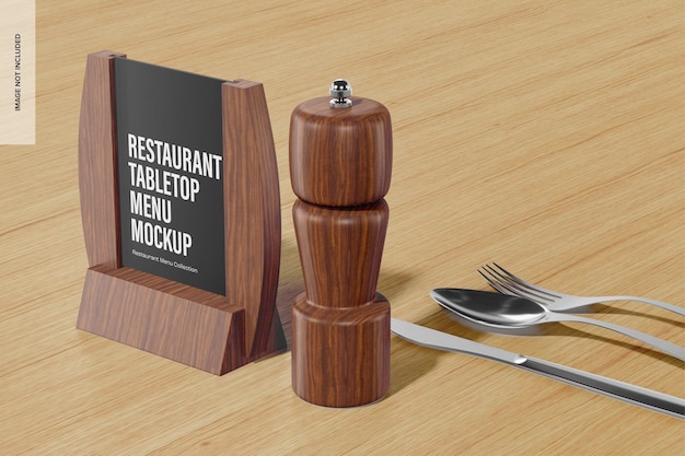 Modelo de menu de mesa de restaurante, vista direita