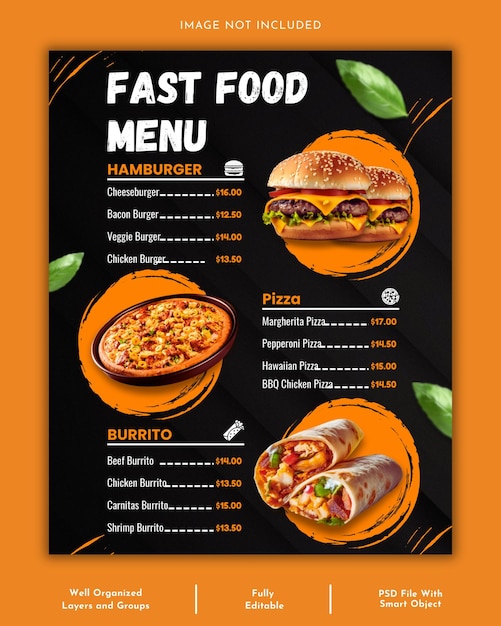 Modelo de menu de restaurante moderno