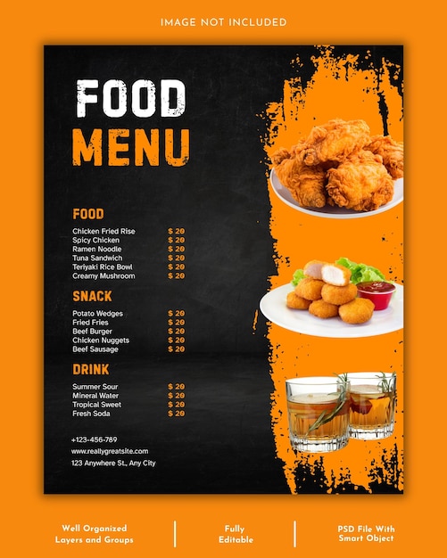 Modelo de menu de restaurante moderno