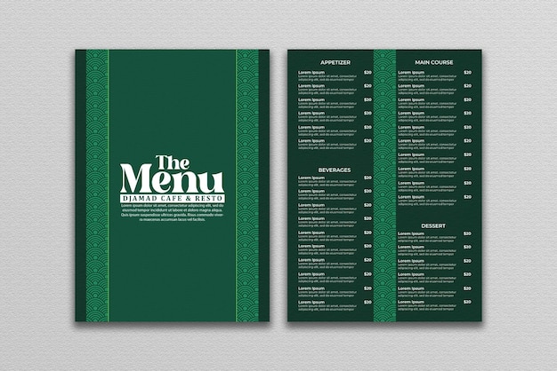 PSD modelo de menu de restaurante