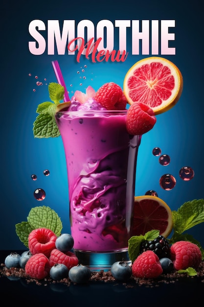 PSD modelo de menu de smoothie ilustração ai generativexa