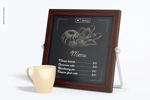 Modelo de menu reversível do quadro-negro, vista direita
