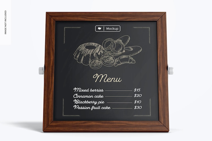 PSD modelo de menu reversível do quadro-negro, vista frontal