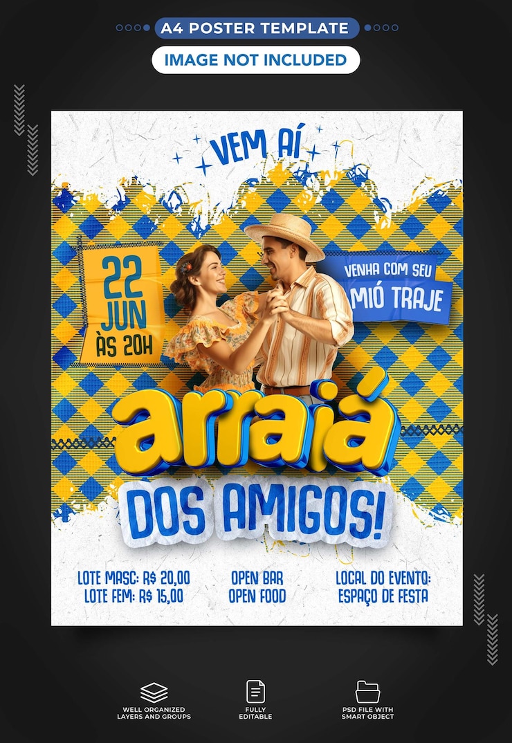 PSD modelo de mídia social a4 amigos arraia
