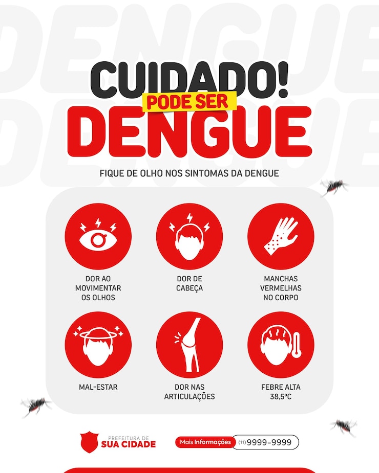 PSD modelo de mídia social campanha contra dengue post para campanha de saúde brasileira