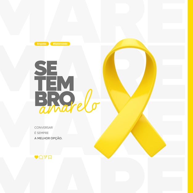 PSD modelo de mídia social da campanha de setembro amarelo