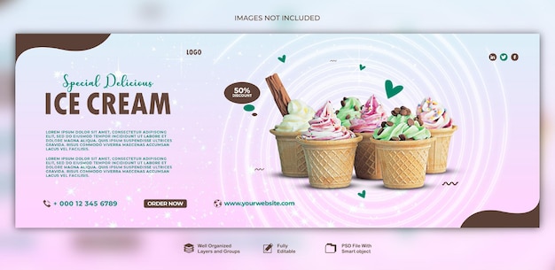 modelo de mídia social de agência de sorvete de banner para modelo de postagem de banner de agência de sorvete psd