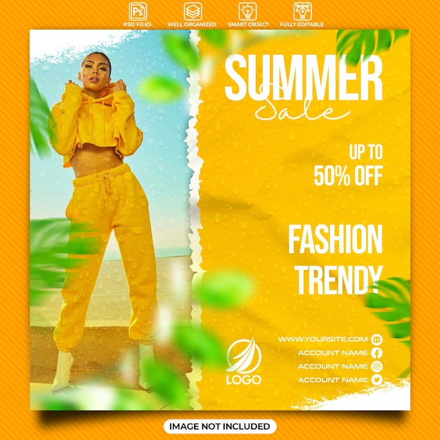 PSD modelo de mídia social de cartaz especial de verão de venda de moda