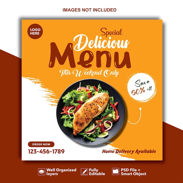 Modelo de mídia social de comida deliciosa