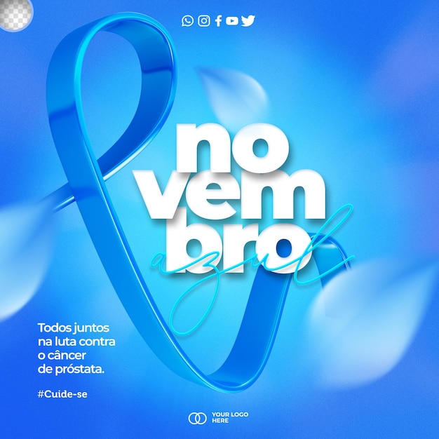 modelo de mídia social de conscientização de novembro azul