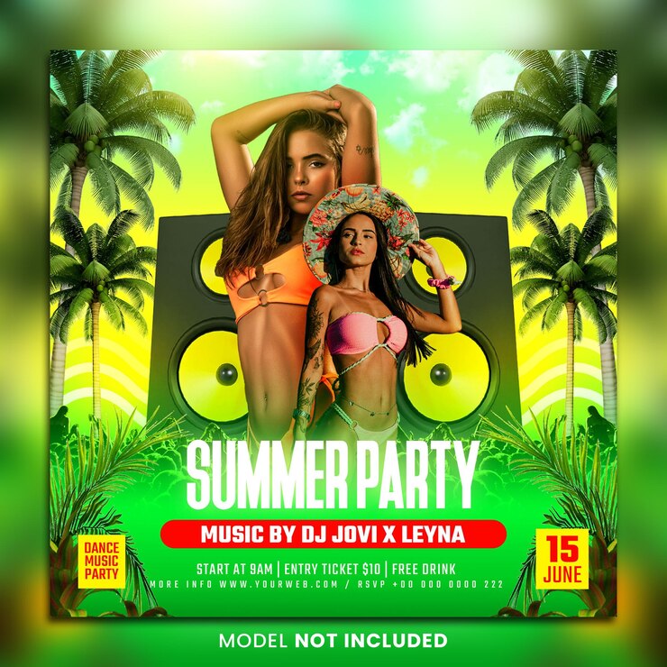 PSD modelo de mídia social de festa de verão