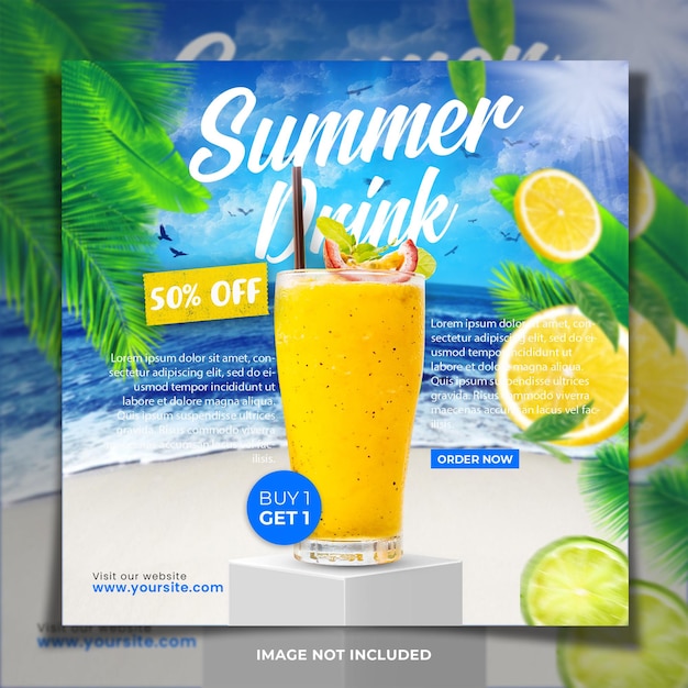 Modelo de Mídia Social de Menu de Bebidas Frescas de Verão