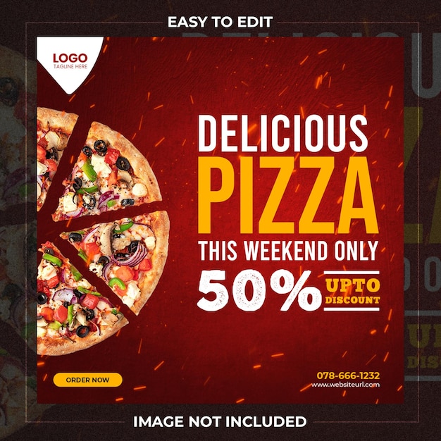 Modelo de Mídia Social de Pizza Deliciosa