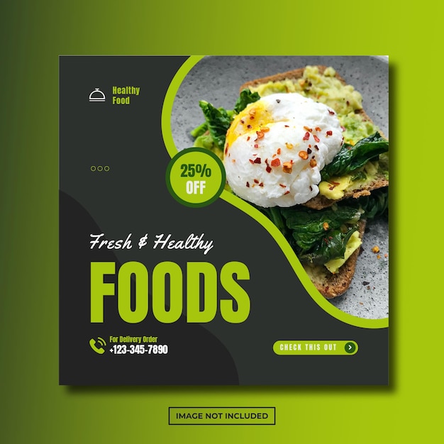 PSD modelo de mídia social de postagem de instagram de comida saudável