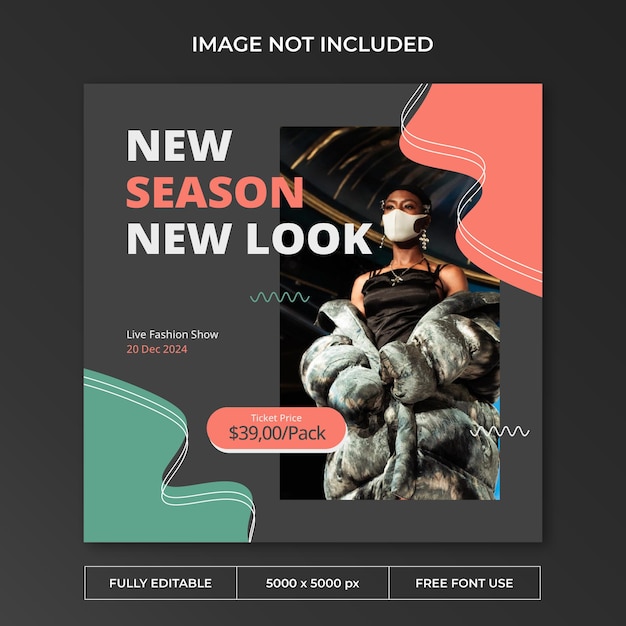 PSD modelo de mídia social de postagem do instagram de desfile de moda