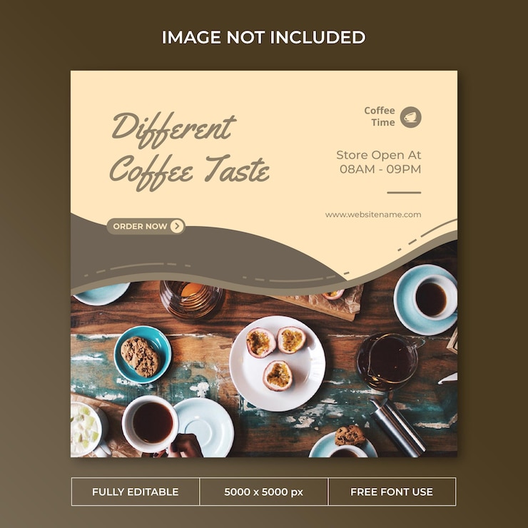 PSD modelo de mídia social de postagem do instagram de hora do café