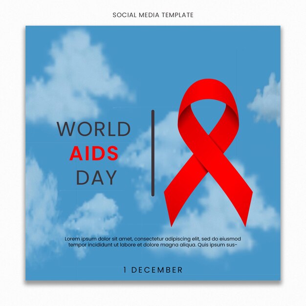 PSD modelo de mídia social do dia mundial da aids para feed de postagem do instagram