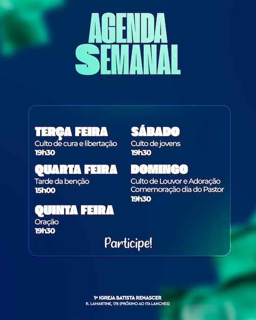 PSD modelo de mídia social do folheto de programação semanal do psd