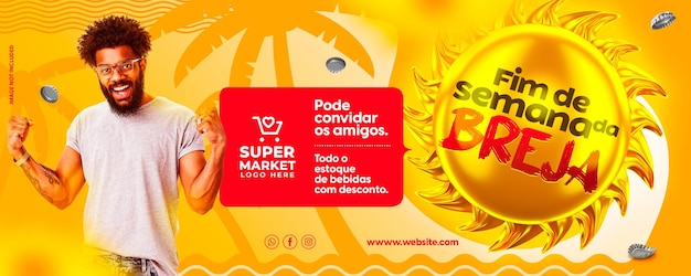 Modelo de mídia social em português para vender cerveja no super mercado