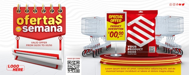 Modelo de mídia social facebook cover ofertas semanais de supermercado no brasil