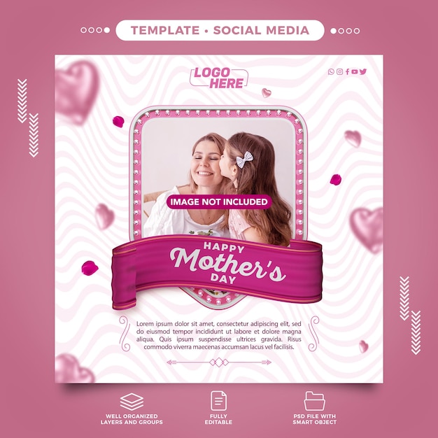 Modelo de mídia social feliz dia das mães