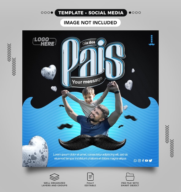 Modelo de mídia social feliz dia dos pais no Brasil
